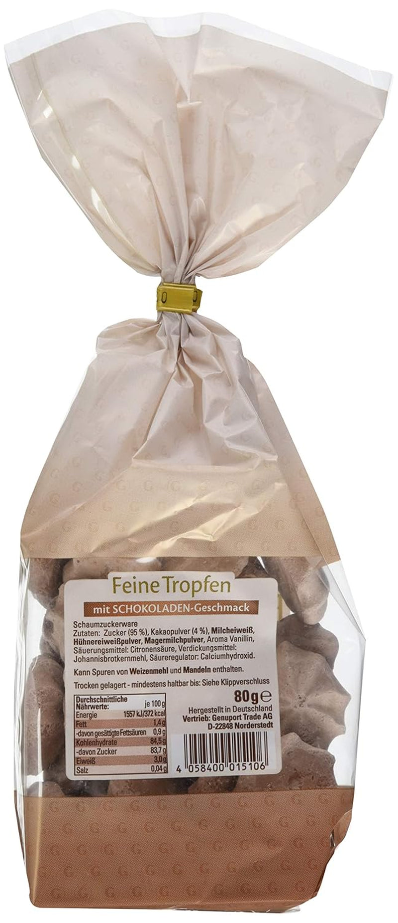 Fina droppar med chokladsmak Förpackning om 18 (18 x 80 g)