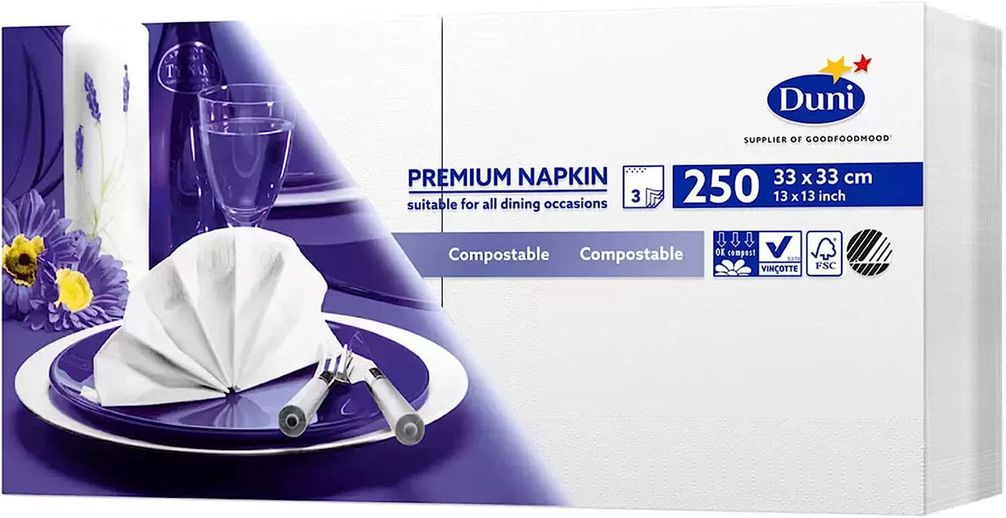 Servett, papper, vit, 33 cm, 250