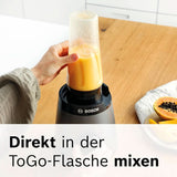 Bosch Standmixer Vitapower Serie 4 MMB6177S, Edelstahl-Klingen Tillverkad i Tyskland, 1,5L Thermosafe Glasbehälter, 0,6L To-Go-Flasche, Stopfer, Universalzerkleinerer, 30 000 U/Min, 1200 W, Silver Kitchen Naty Shop