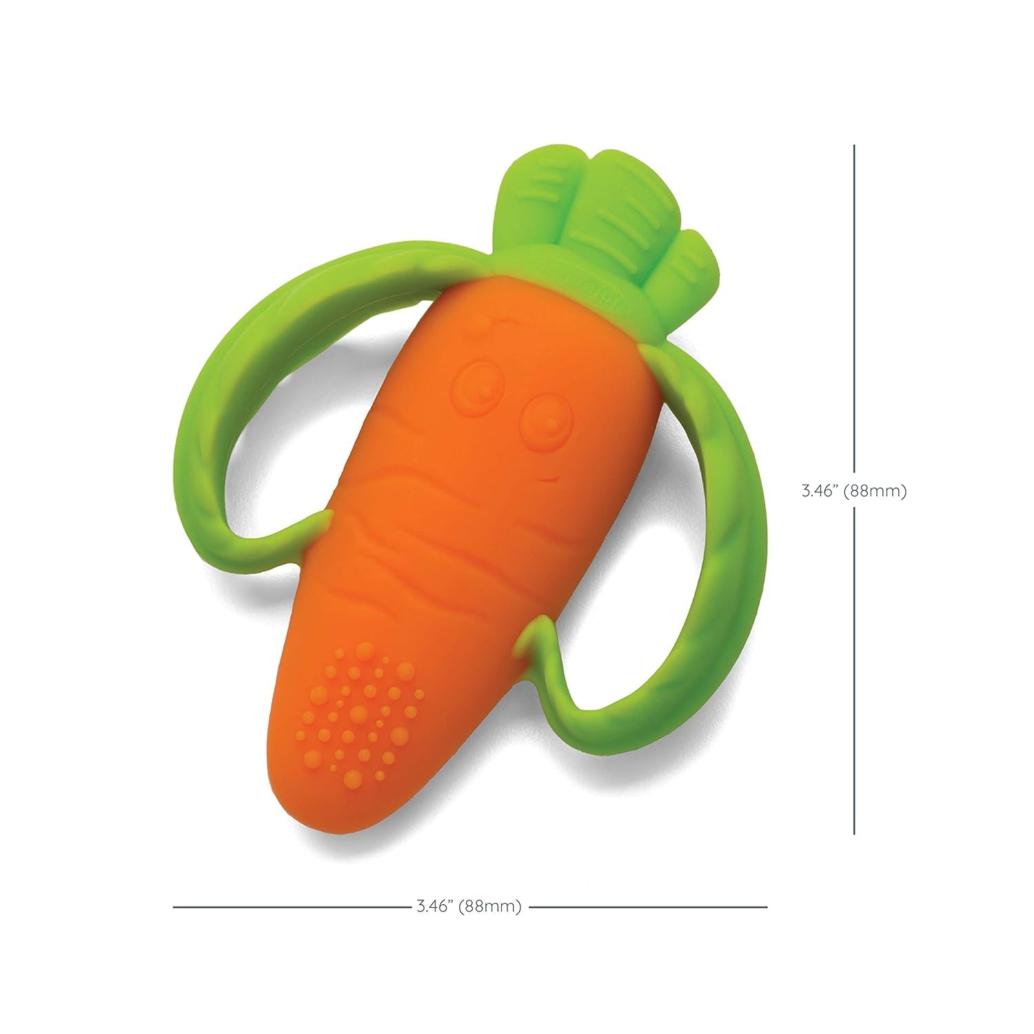 Infantino Lil' Nibbles, texturerad silikonbitring, BPA-fri babybitringleksak, mjuk, lätt att hålla, sensorisk stimulering för spädbarn, morot