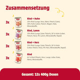 animonda Carny Adult Savory Variety (12 x 400 g), våtfoder för vuxna katter, våtfoder med 100 % färska köttingredienser, spannmålsfri och sockerfri