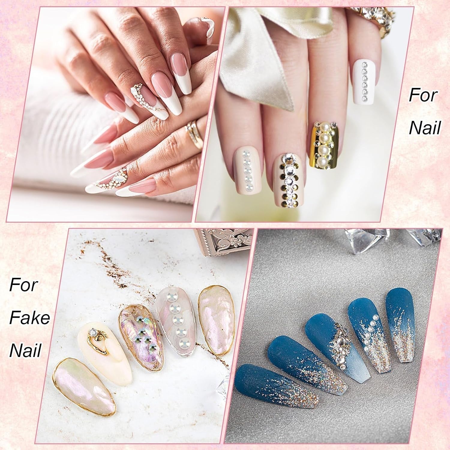 5820 Stück Strasssteine ​​Nägel, Glitzersteine ​​Nägel Und Halbrunde Perlen, AB Kristall Rhinestones, Flatback Nagel Steine ​​Mit Pinzette Und Stift Für Nagel/Diy (Mehrere Größen Und Farben)