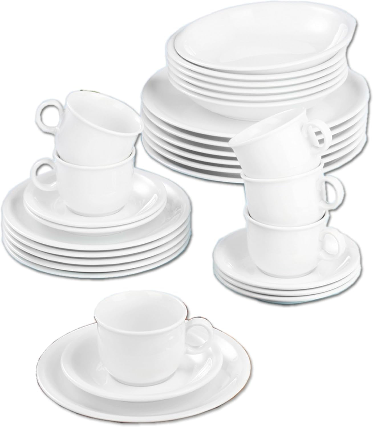 Seltmann Weiden 001.716175 Kompakt vit 30-delad servisset, vit/enkel