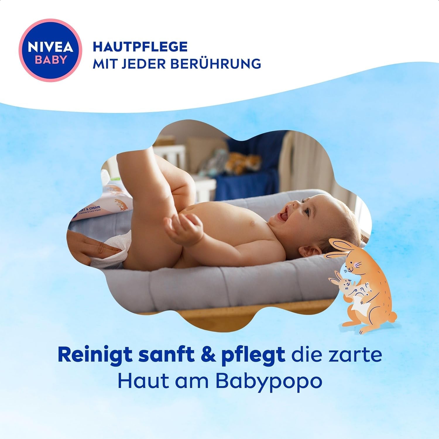 NIVEA BABY Soft & Cream våtservetter för bebisar (4 x 57 stycken)