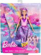 Barbie Doll 3-i-1 lekset med 8 tillbehör inklusive sjöjungfrusvans, Fairy Wings, kungliga halsband, skor och mer för 10+ olika utseenden, JCP74