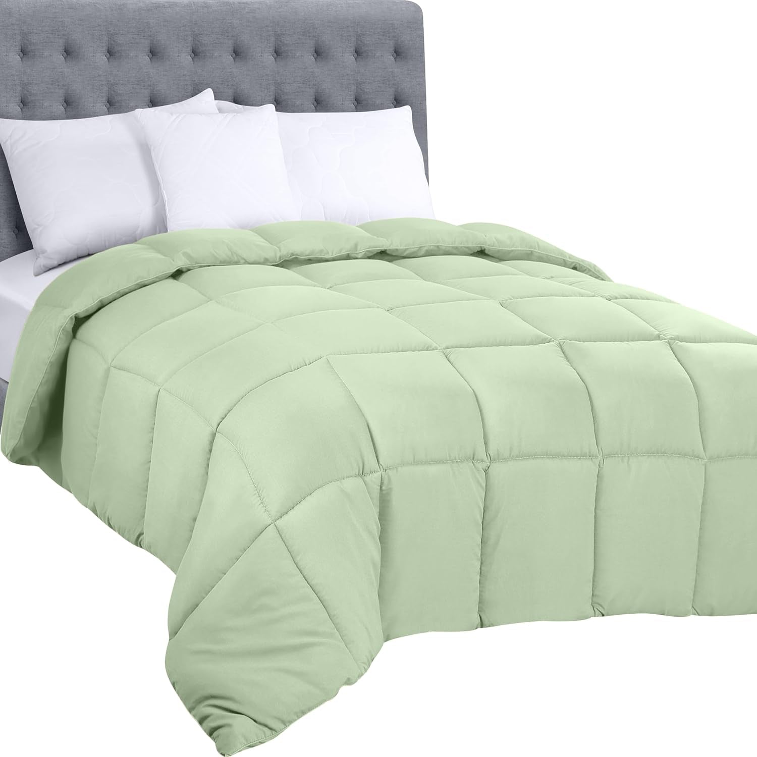 Utopia Sängkläder Helårstäcke 250gsm Plysch silikoniserad fiberfyllning dubbelsäng sydd i låda (Dubbel XL Ljusgrå) Naty Shop Täcken och täcken Queen Sage Glands (1 förpackning)