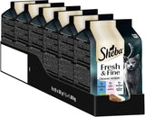 Sheba Portion Pouches Våtfoder för katter, Multipack Fresh & Fine i gelé med MSC tonfisk och lax, 6x6x50g - Hälsosamma måltider för katter med gelé