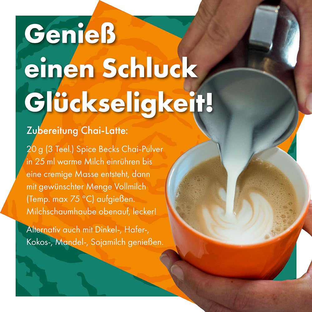 Becks Cocoa Om Masala Chai Tea Bio - Indisk svart te med traditionella kryddor som kanel, kardemumma och ingefära - Perfekt för Chai Latte, 300g
