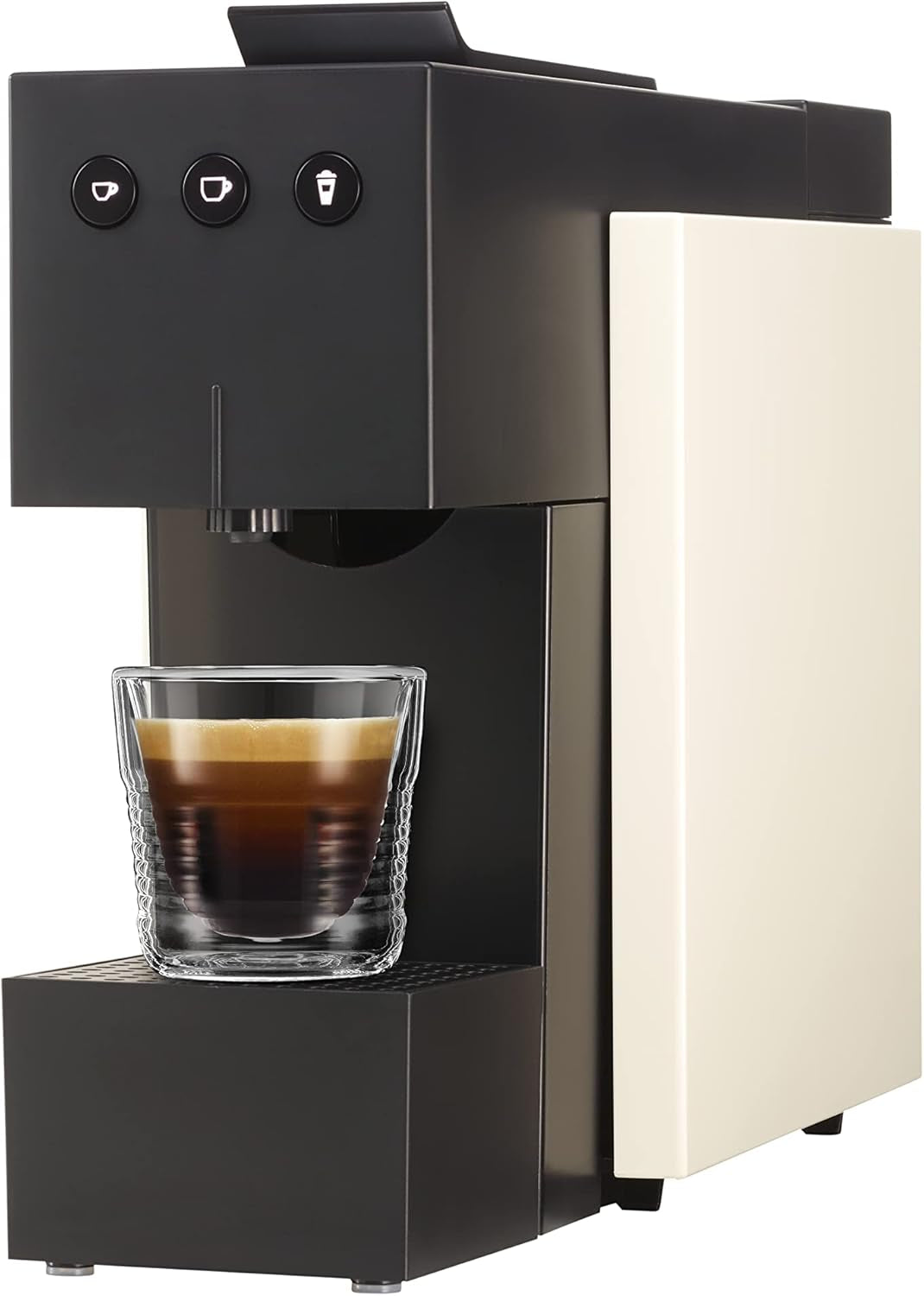 Espressomaskin med K-FEE SQUARE kapslar för kaffe, te och kakao | Kompakt espresso | Snabb uppvärmning | 0,8 l vattentank | 19 takter | Piano svart