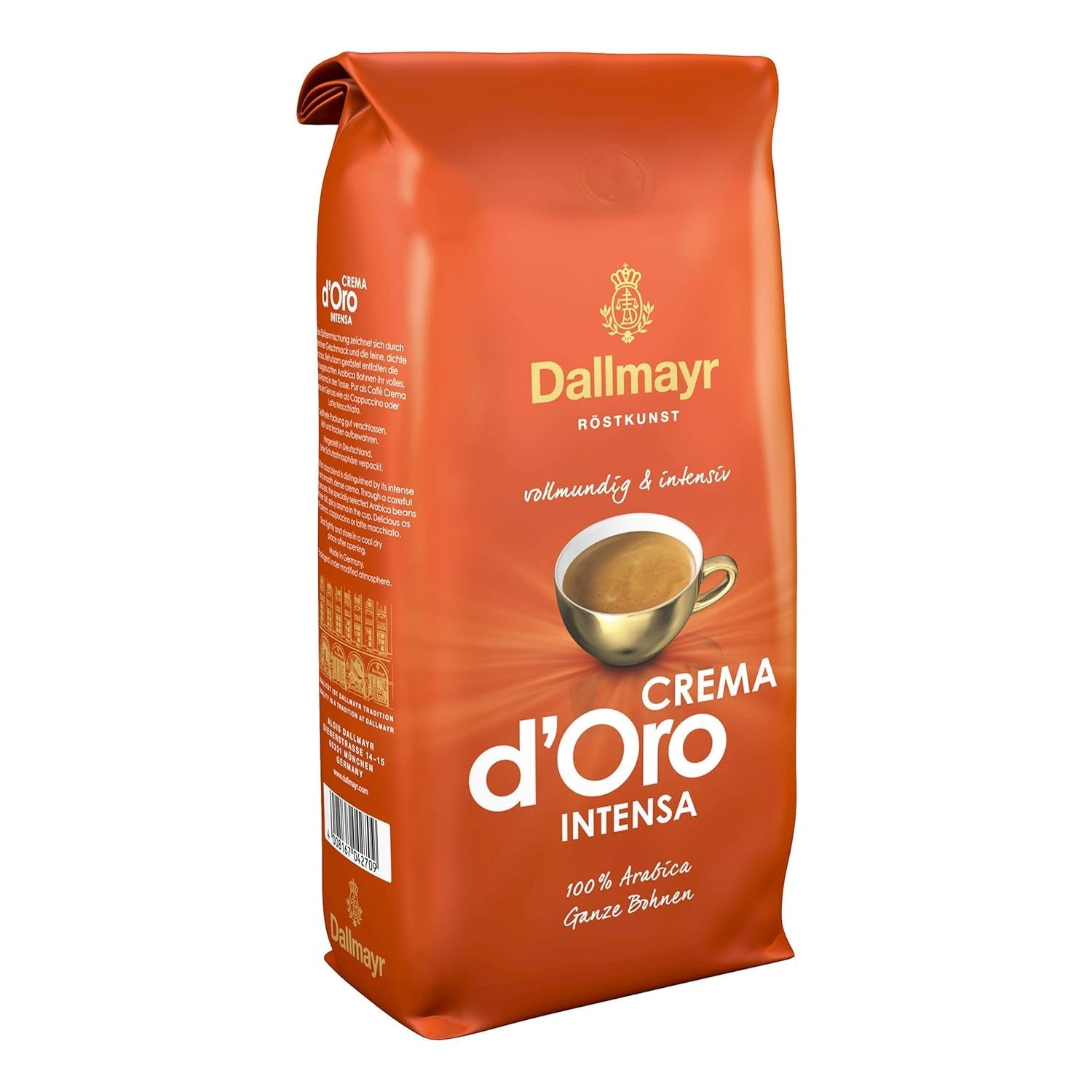 Crema d'Oro Intensa kaffe, malet kaffe, rostat kaffe, hela bönor, kaffebönor, 8 x 1000 g