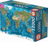 Educa - Världens under, pussel 12000 bitar vuxna och barn från 14 år, världskarta (19057) Puzzle Naty Shop