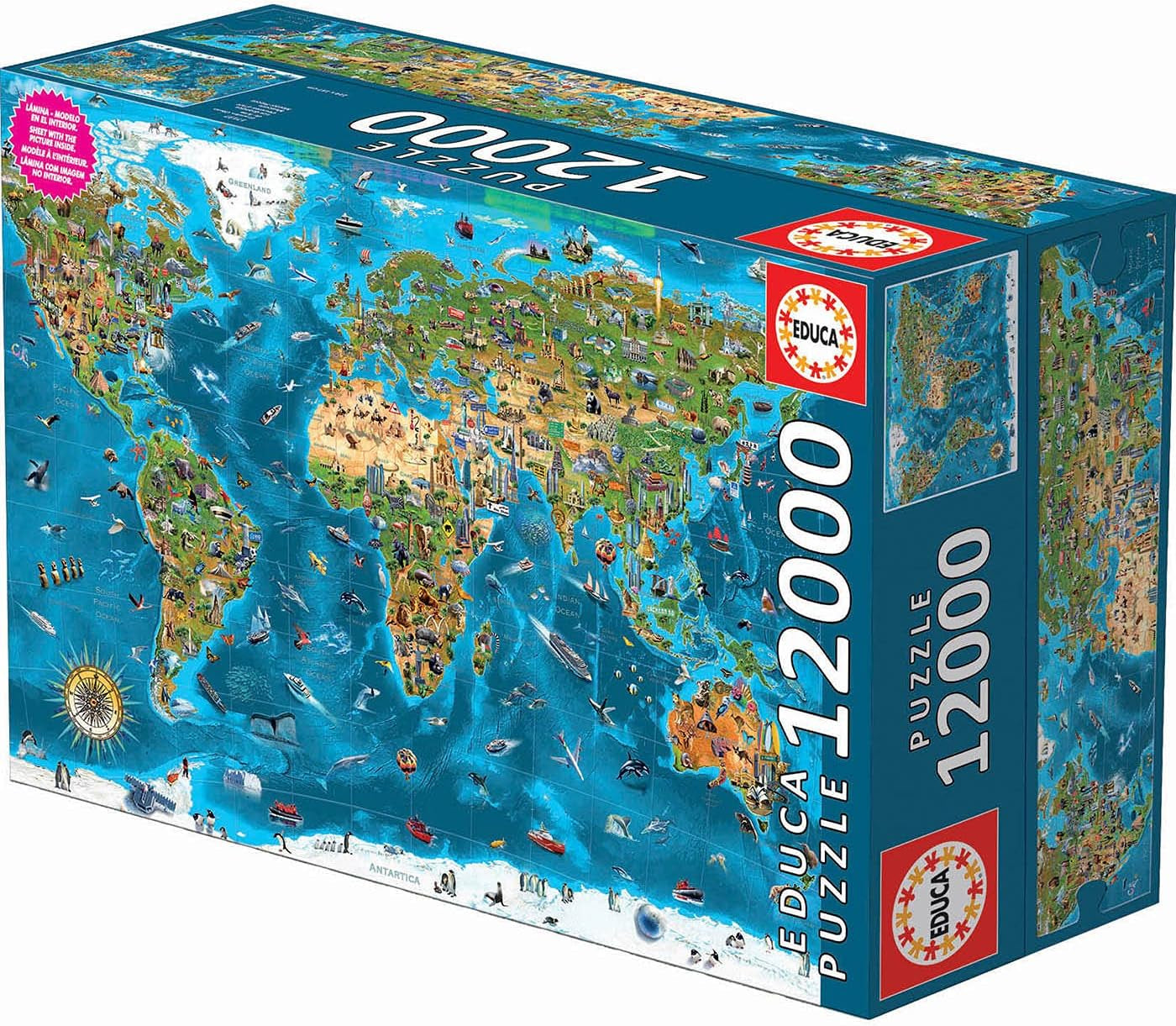 Educa - Världens under, pussel 12000 bitar vuxna och barn från 14 år, världskarta (19057) Puzzle Naty Shop