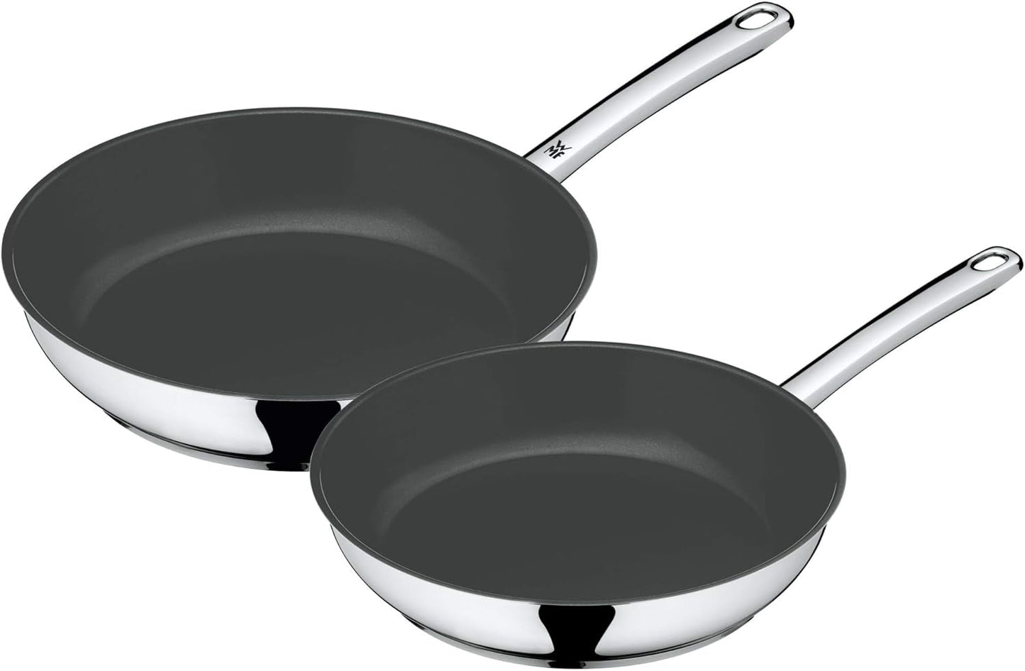 WMF Devil pan set 2 delar, induktionskärl 24, 28 cm, Cromargan rostfritt stål, keramisk beläggning, ugnssäker Grytor och kastruller Naty Shop Set med 2 kastruller 24 och 28 cm