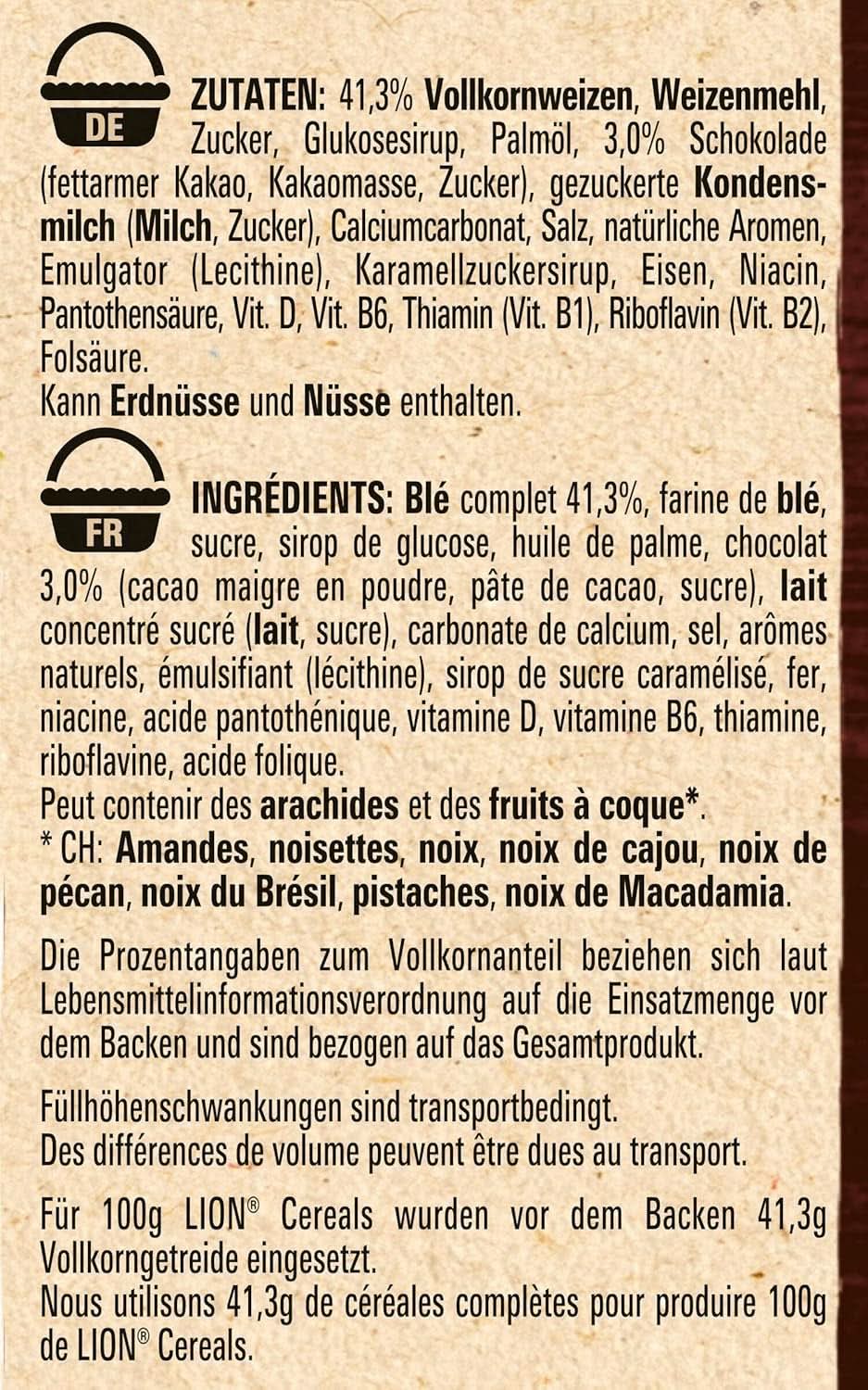 Cereal LION, Cereal choklad med kola och 41% fullkornsmjöl, förpackning 8 x 400 gram Cereal Naty Shop