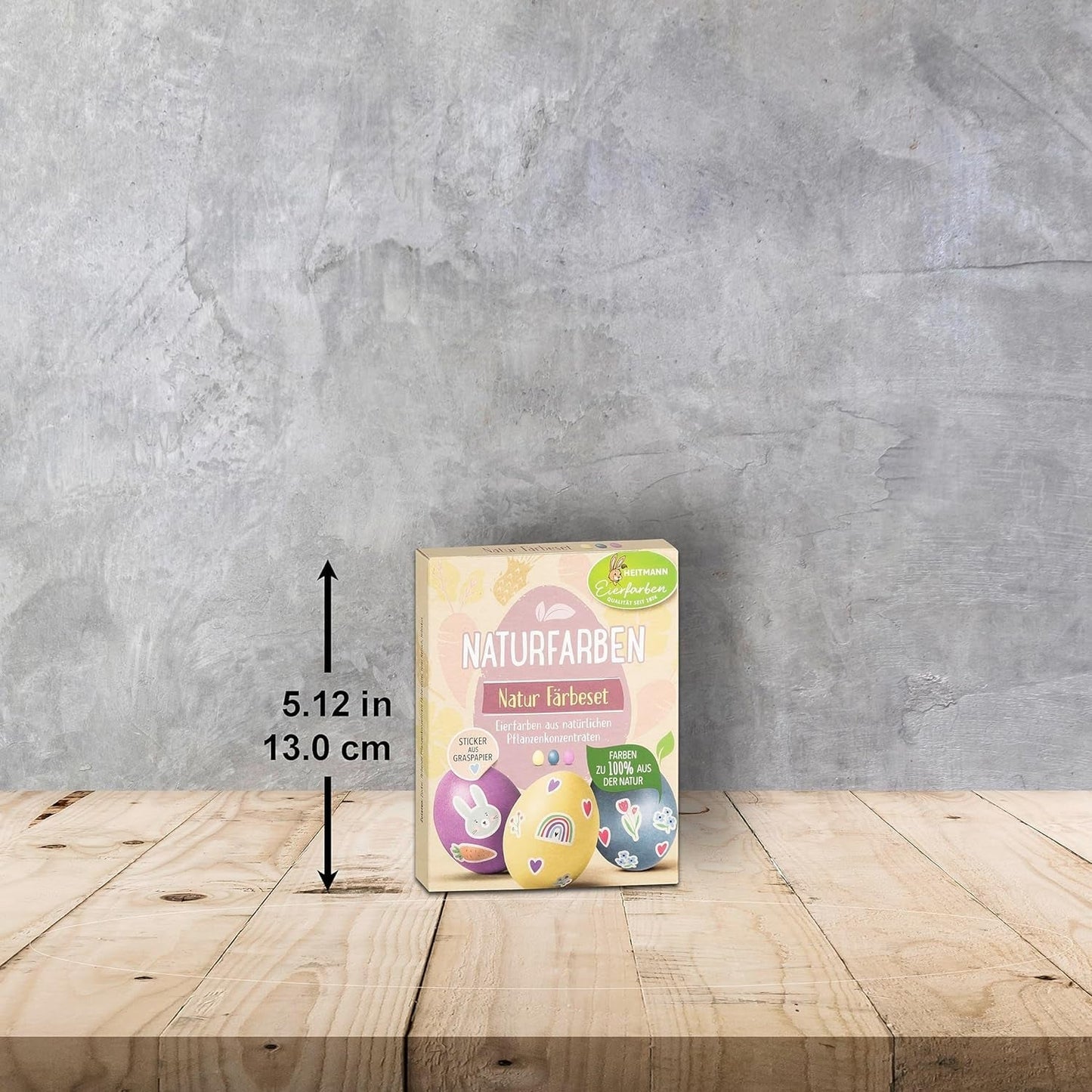 Heitmann Egg Dye Natural Dye Set, 3 Egg Dye Pulver (gult, lila, gråblått), Gräspapper klistermärke