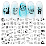 JMEOWIO Nagelsticker Geometrie 10 Blatt Nagelaufkleber Selbstklebend Schwarzes Herz Unregelmäßig Geformt Nagel Art Sticker Dekoration Nageldesign Zubehör