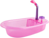 deAO Dockbadkarsset, 33 cm interaktiv docka, dockbadkar, docklekset med napp, dockkläder, badrock, dockblöjor, badkar och funktionell duschspray