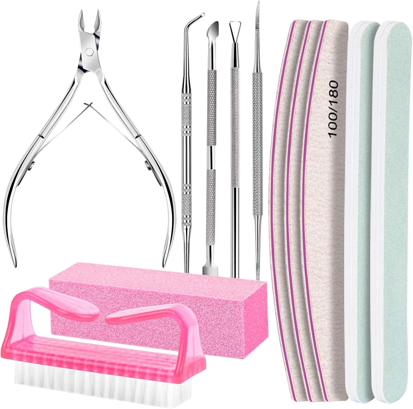 FANDAMEI Manikyr Set, Buffer Für Nägel, Nagelfeile 100/180, Nagelfeilen Für Gelnägel, Nagelhautschieber, Buffer Für Gelnägel, Feilen Für Gelnägel, Nagelzange, Nagelfeilen Set, Maniküre & Pedikyr Set