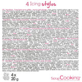 Scrapcooking - 4-delade markörer: guld, choklad, vit och röd - dekorativa ätbara pennor för att skriva och rita på desserter, kakor och kex