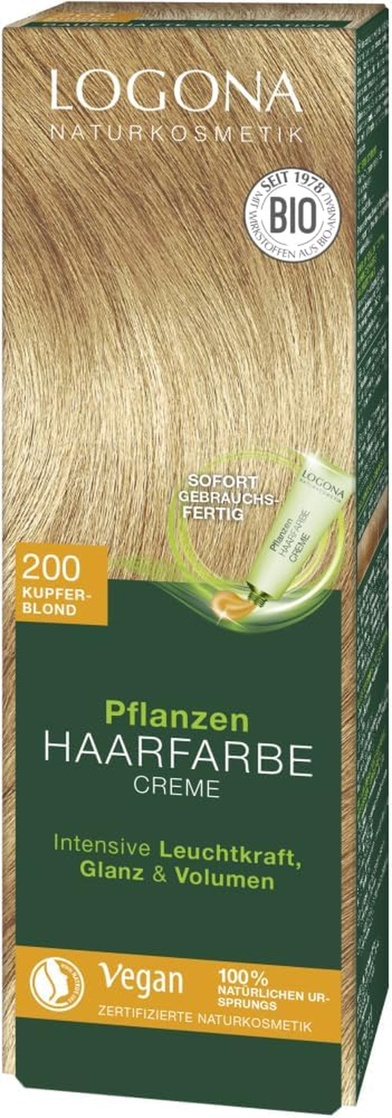LOGONA Natural Cosmetics Plant Hair Color Cream 240 Nougat Brown, Naturlig färg för brunt hår med henna, färgande kräm för bruna toner, färgning för mörkt hår, 150ml Hårfärgning Naty Shop Ljusbrun