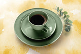 SELTMANN WEIDEN kaffeservering med 18 bitar BTR - Beat - Form: Rund med räfflad relief - modern stil - salviagrön - Färg Glaze