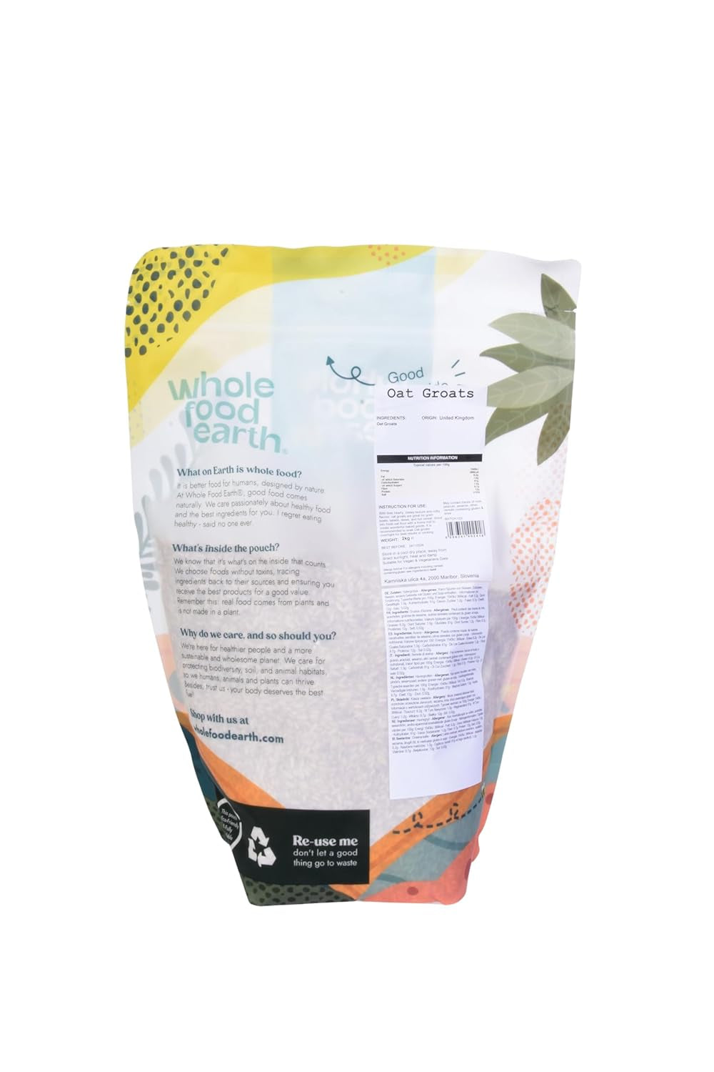 Havregryn Wholefood Jord 2 kg | Icke-GMO | Naturligt | Rik på fiber