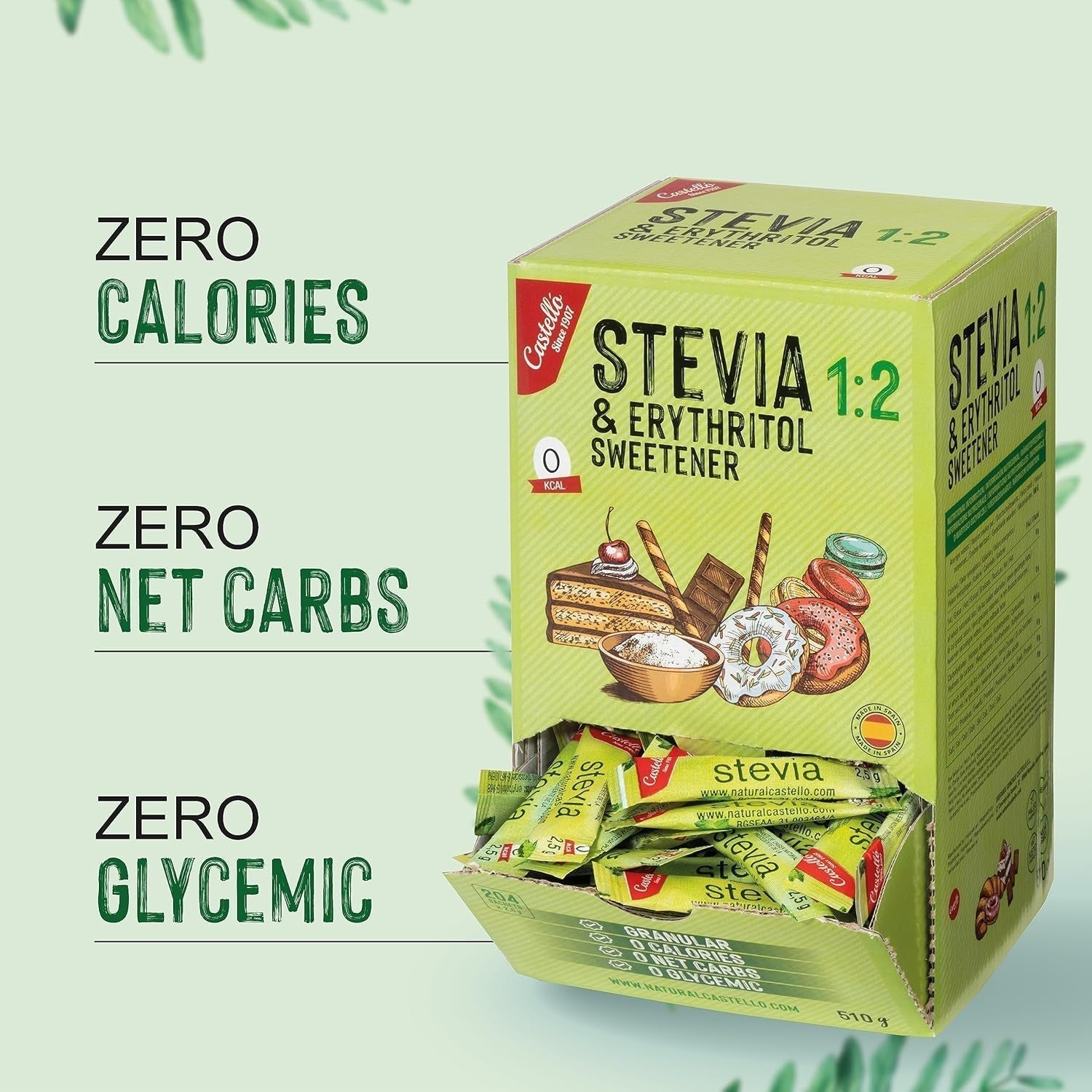 Stevia + Erythritol 1:2 Süßstoff | 204 Myth Bag 2,5 G | 100% Natürlicher Zuckerersatz - 0 Kalorien - 0 Glykämischer Index - Keto Und Paleo - 0 Kohlenhydrat - Kein GVO - Castello sedan 1907-510 G Sweeteners Naty Shop