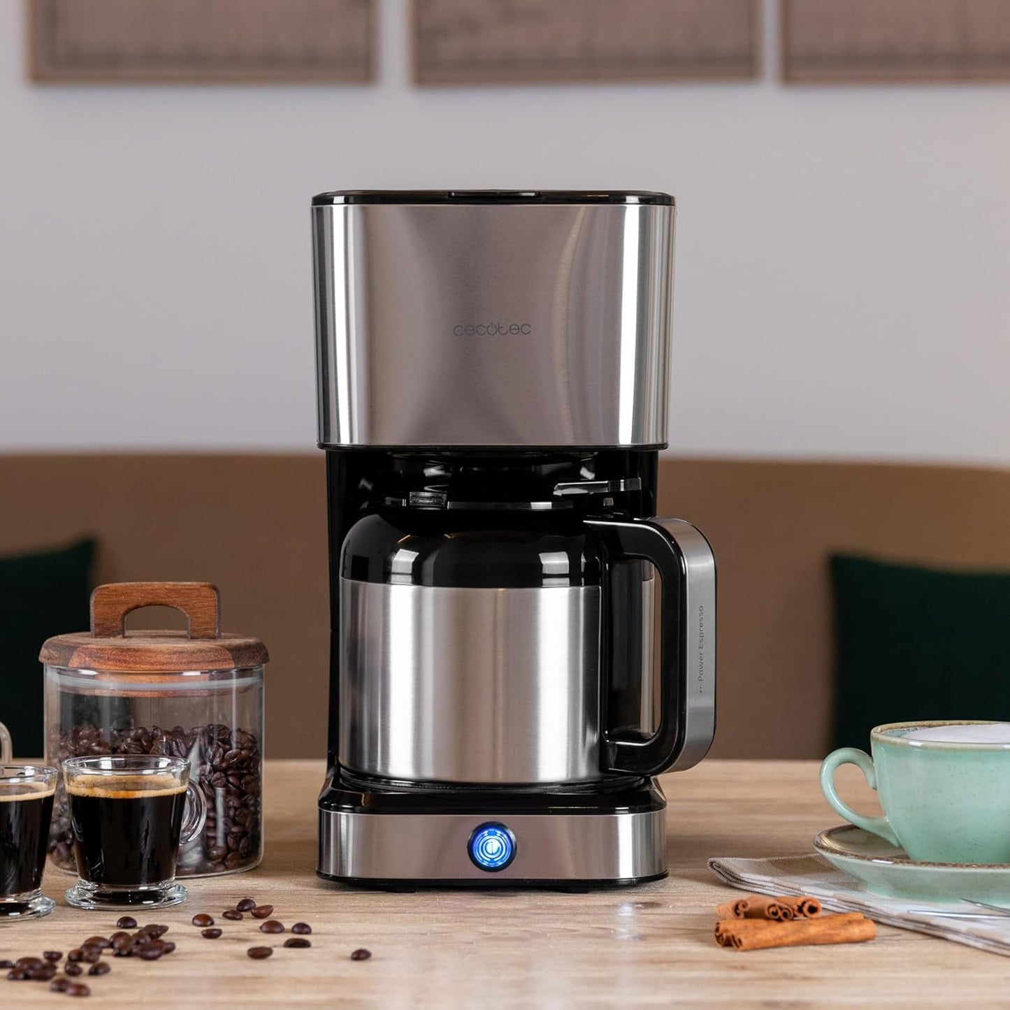Cecotec Coffee 66 Drop & Thermo dropp kaffebryggare, 950 W, 1,2 L, 10 koppar, ExtremeAroma-teknik, anti-droppfunktion, vattennivåindikator, återanvändbart huvudfilter, överhettningsskydd