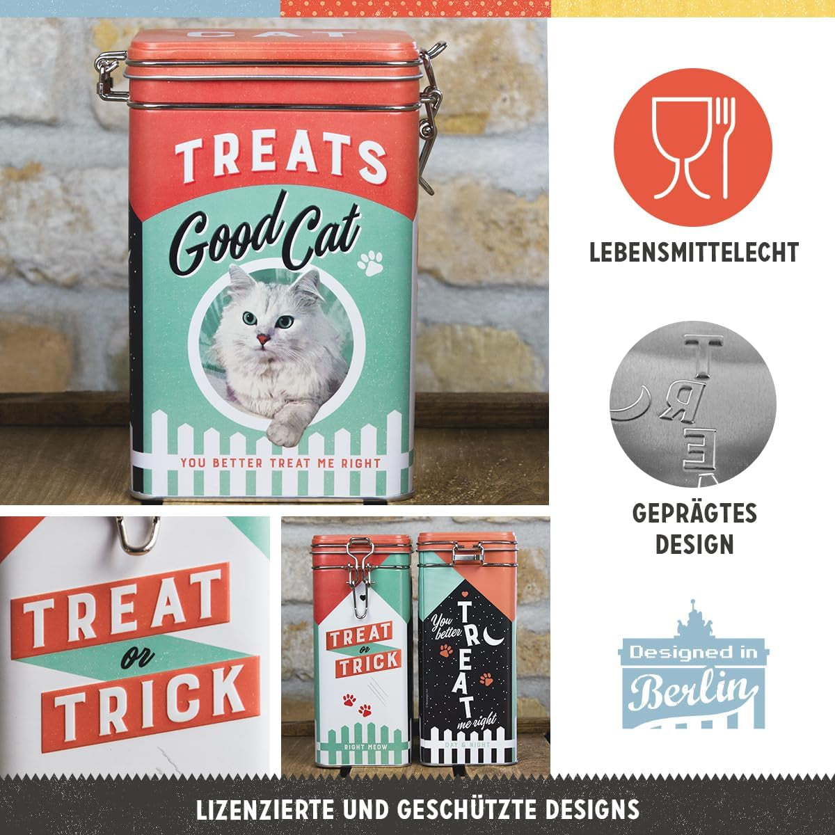 Nostalgic-Art Box med retrosmak, 1,3 l, Good Cat Treats - presentidé till kattägare, i vintage design, i vintage design Matförvaringslådor Naty Shop