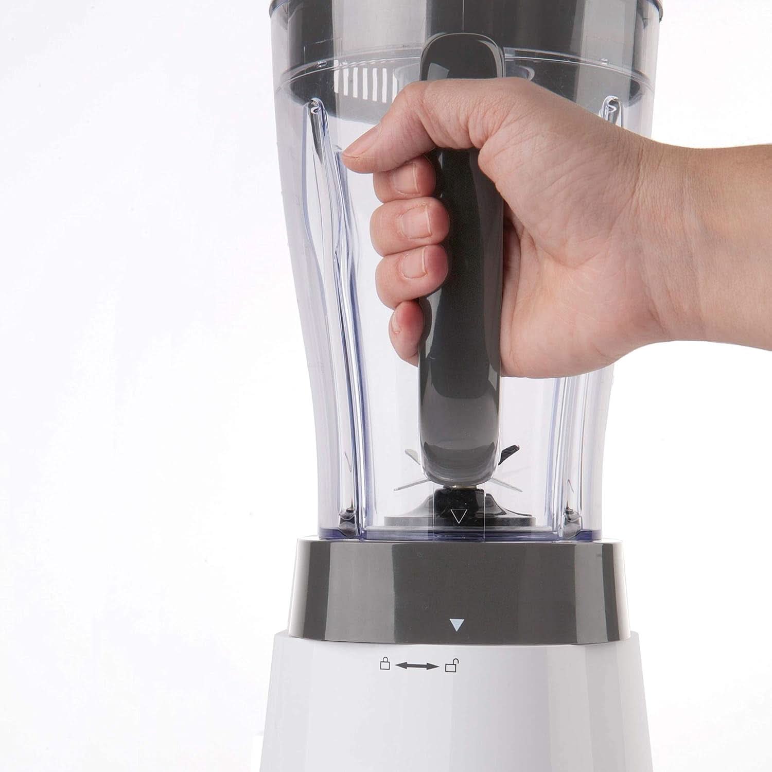 BLACK+DECKER Stativblandare | 500W | 2 hastigheter | Pulsfunktion | Glaskrug | 1,5L | Edelstahlmesser Mit 4 Klingen | Herausnehmbar Und Leicht Zu Reinigen | Weiß Und Grau Kitchen Naty Shop