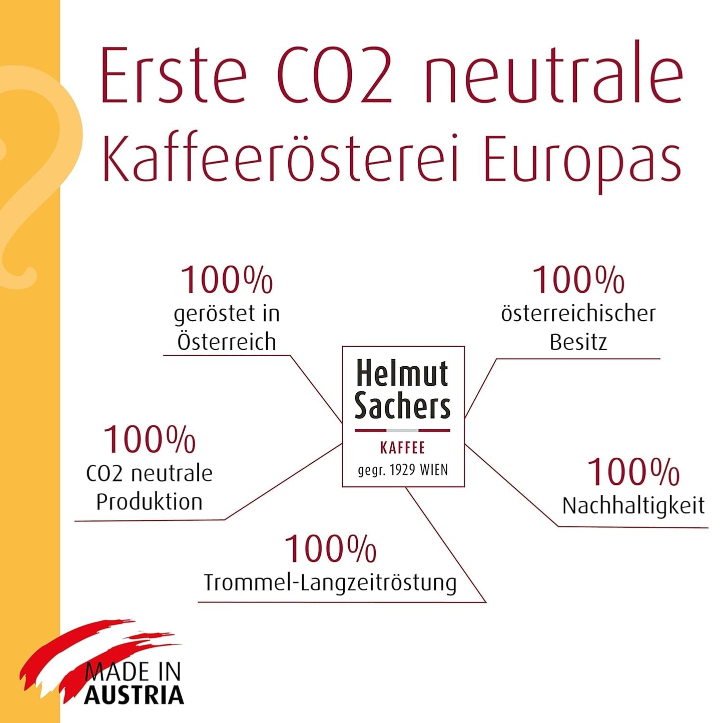 Helmut Sachers kaffe - grädde, styrka 4/5, 100 % Arabica, hela kaffebönor, 6 x 500 g