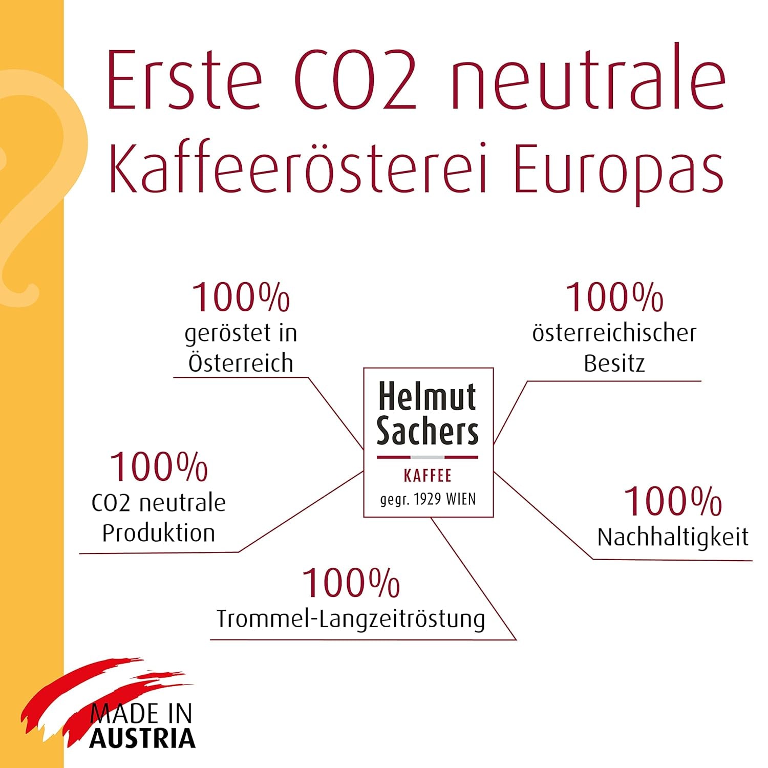 Helmut Sachers kaffe - grädde, styrka 4/5, 100 % Arabica, hela kaffebönor, 6 x 500 g