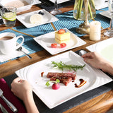 MALACASA, Monica-serien, Servisset för 12 personer, Vitgräddporslin, Kombinerad servering med 12 kaffekoppar, 12 fat, 12 desserttallrikar, 12 mattallrikar och 12 mattallrikar