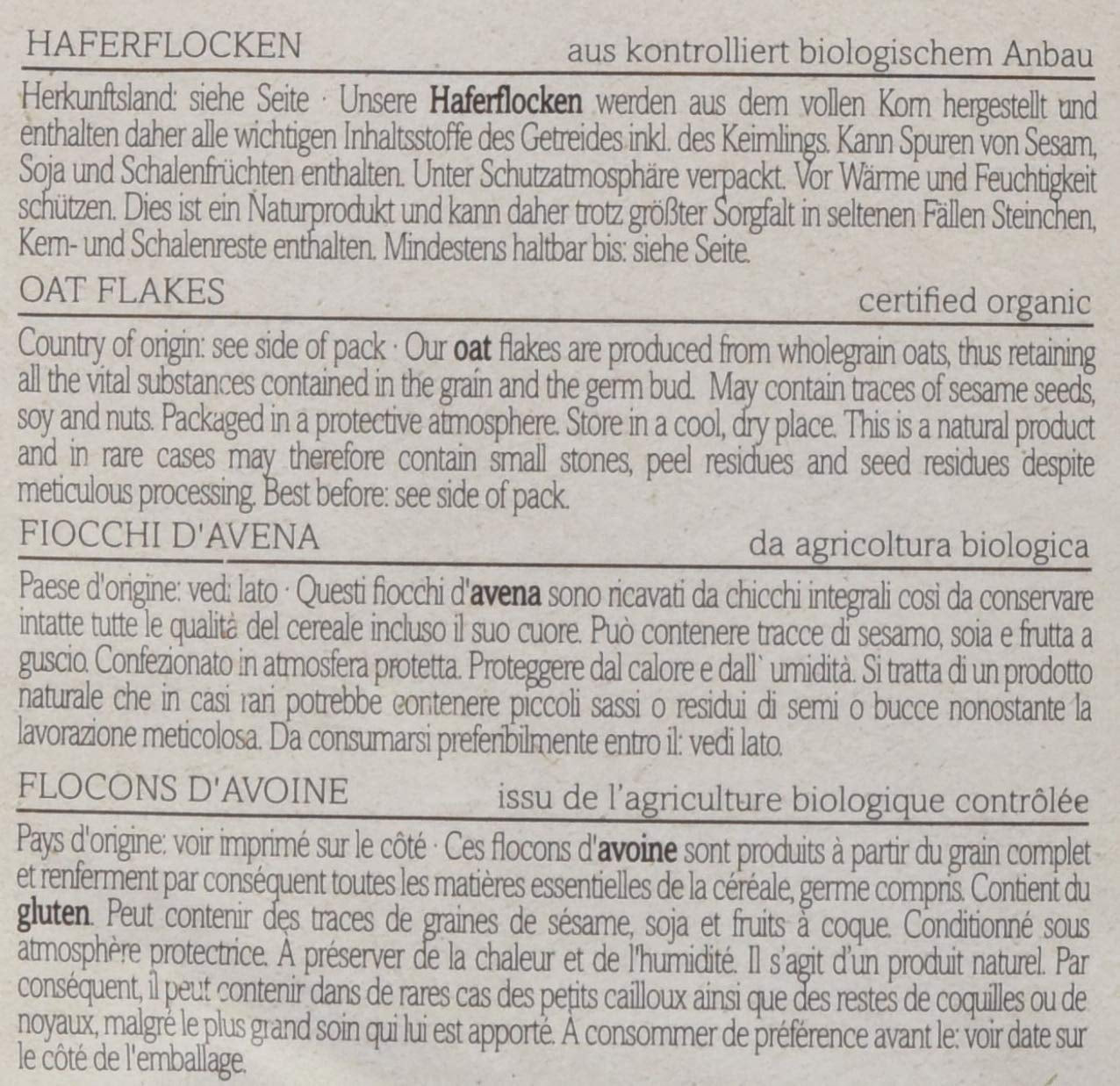 Verival ekologisk havregryn, förpackning om 6 (6 x 500 g)