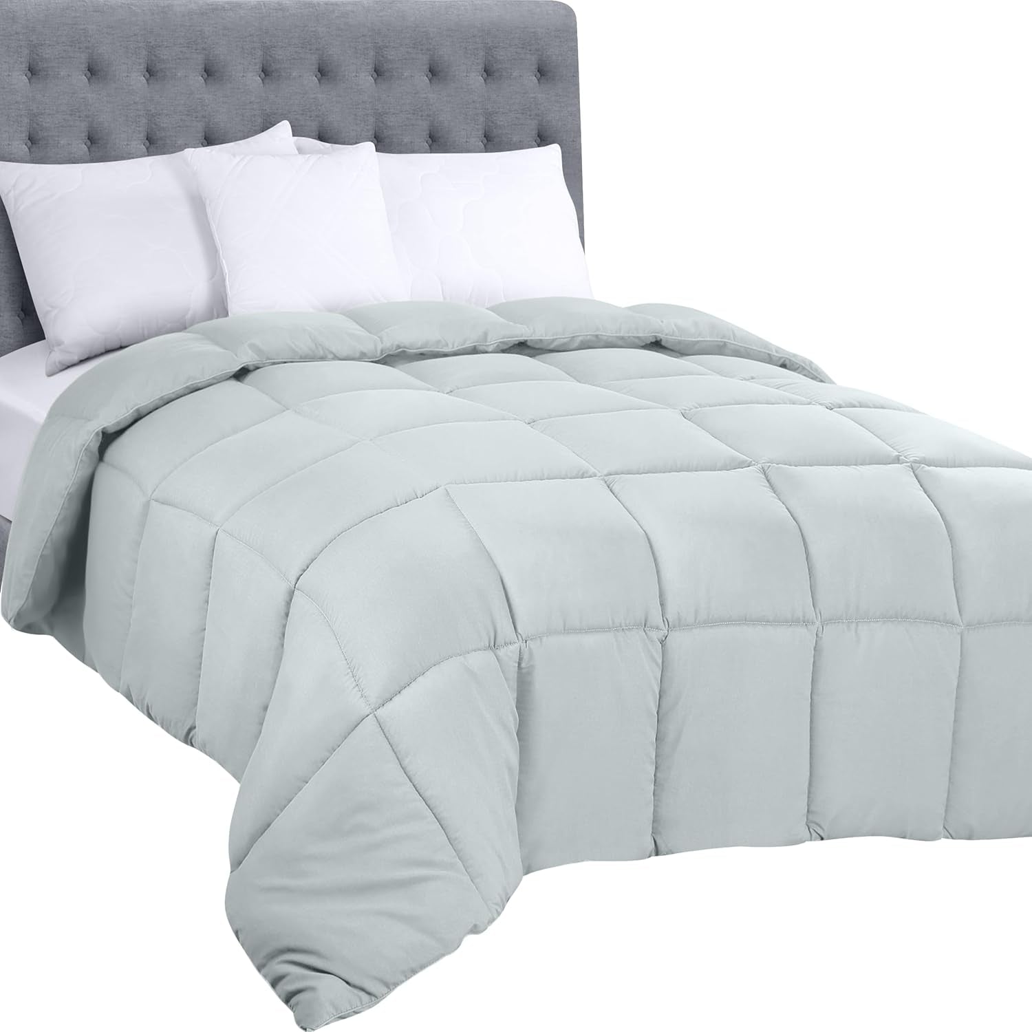 Utopia Sängkläder Helårstäcke 250gsm plysch silikoniserad fiberfyllning dubbelsäng sydd i låda (Dubbel XL Ljusgrå) Naty Shop Täcken & Täcken Vit Twin (1 Pack)