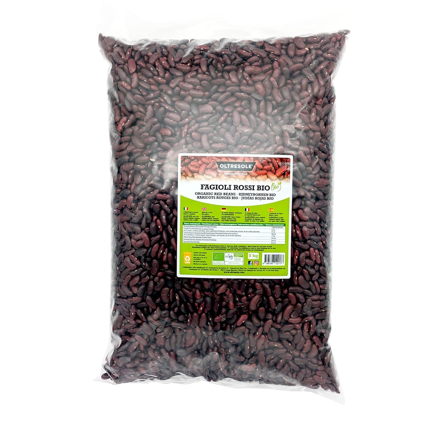 Ekologiska röda bönor 1 kg, torkade ekologiska baljväxter från kontrollerade grödor, rika på protein och mineraler, idealisk för lågkalorikost, vegan och vegetarisk kost