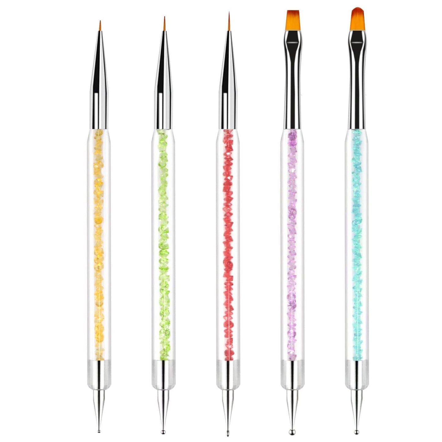 Sularpek 5 Stück Nagel Pinsel, Nageldesign Pinsel, Dotting Tool, Nail Art Liner Pinsel, Nagelverlängerung Gelpinsel, Nagelbürste Für Punktierungen, Zeichnen, För DIY Nail Art Design