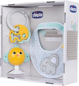 Chicco måltidspresentset Dou Dou, haklappset, barnstolsleksak med sugkopp i form av en söt kyckling, med två färgglada skallror, lätt att fånga från 6 månader Baby Toys Naty Shop