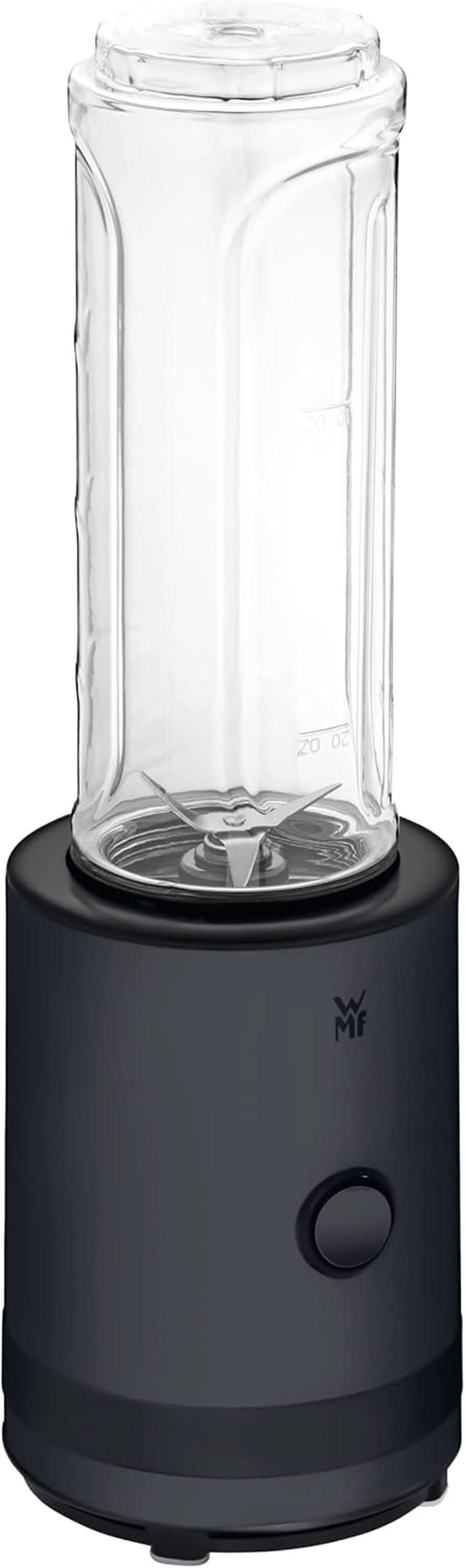 WMF Küchenminis Smoothie-To-Go, Mini Standmixer Mit Zwei Mix-/Trinkbehältern 0.6L, Mixer Hochleistungsmixer 300 W, Edelstahl Matt, Schwarz Kitchen Naty Shop Deep Black