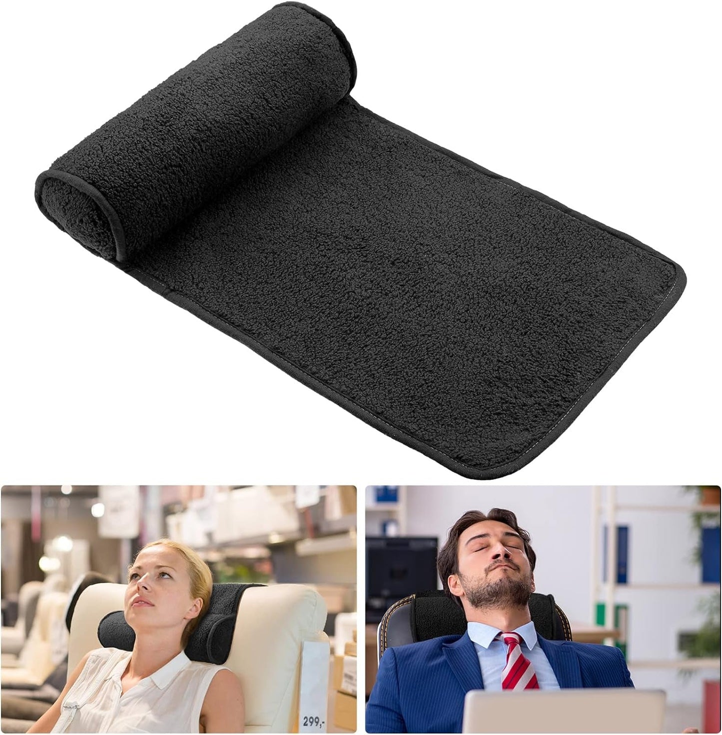 Chaise Lounge Nackkudde Huvudkudde Plysch Justerbar Kudde Nackrulle Halkfri fleece soffa Nackhuvudstödskudde för resor Hemma Chaise Lounge Soffa Fåtölj (svart)