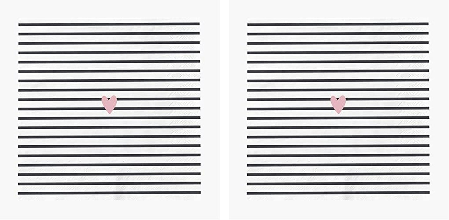 Grafik Werkstatt servetter med ordspråk 20 bitar 25 cm X 25 cm svart och vitt hjärta (paket med 2)