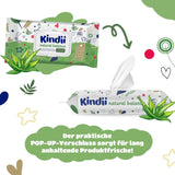Kindii Natural Balance våtservetter för bebis – (1 x 60 st.) Våtservetter för bebisar och barn – Skyddande, Aloe Vera, Delikat doft – 60 st.