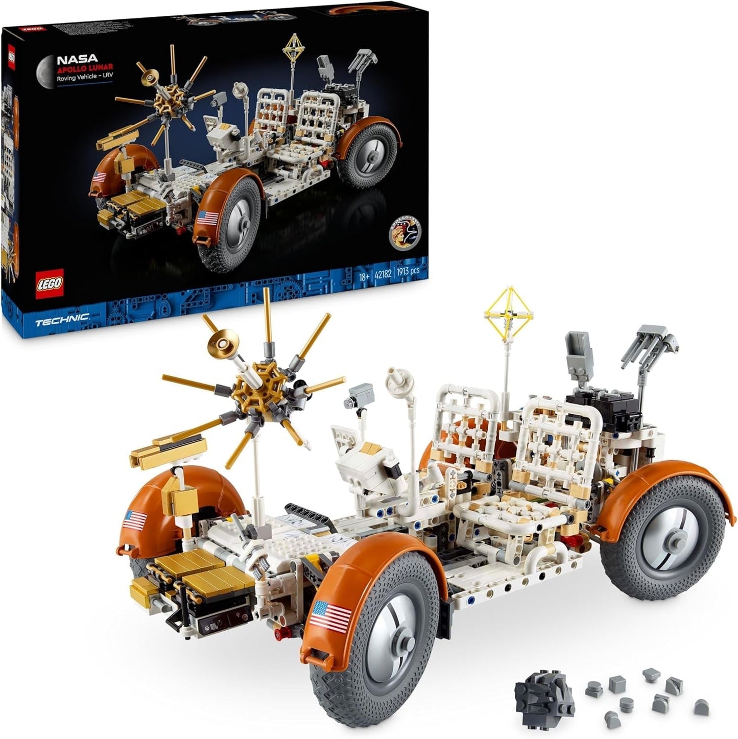 LEGO Technic NASA Apollo Lunar Roving Vehicle (LRV), Lunar Rover-modell för vuxna, rymdsamlarföremål för vetenskapsentusiaster, Byggleksak, Rymdfordonsmodell 42182 Byggset Besuche den LEGO-Store Standardtitel
