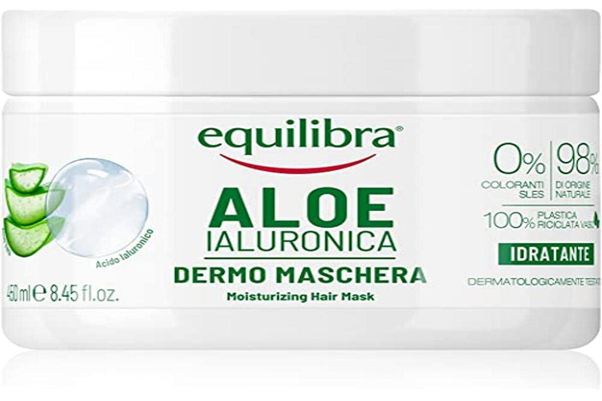 equilibra Hår, Aloe Hyaluron Mask, fuktgivande och trasslande hårmask med aloe vera (20%), hyaluronsyra, nässelextrakt, 450 ml Naty Shop Hair Mask 450 Ml (1 förpackning)