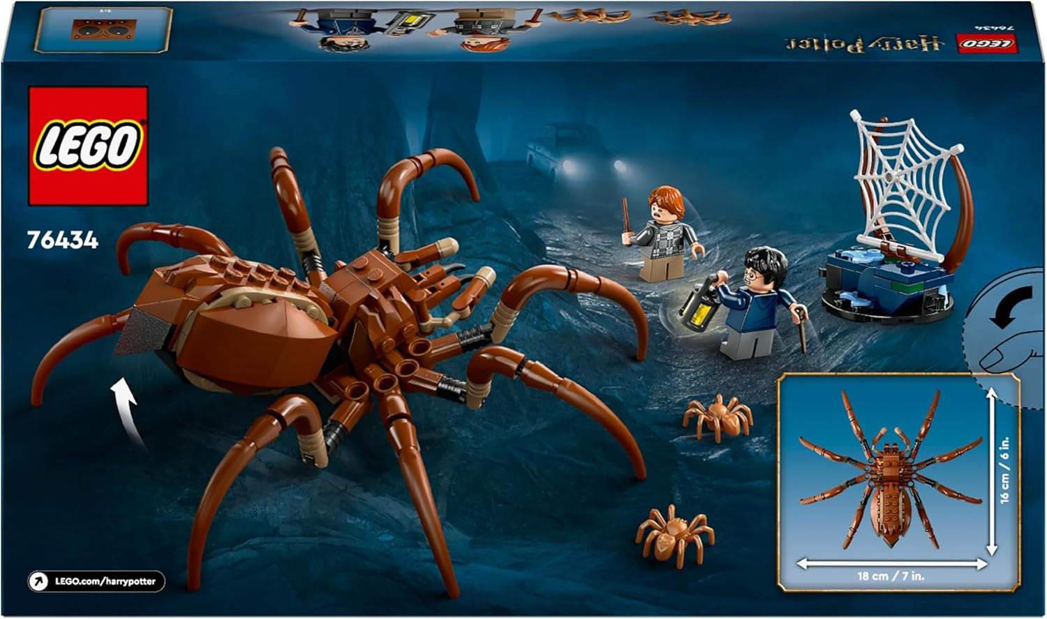 LEGO Harry Potter Aragog i den förbjudna skogen, Spider Fantasy-lekset, mytisk varelse, 2 minifigurer, magisk present till pojkar, flickor och fans i åldern 7+ 76434 Byggset Besuche den LEGO-Store