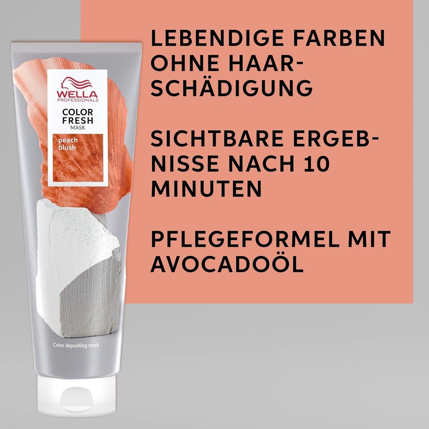 Wella Professionals Colour Fresh Mask Peach Blush - hårbehandling för att vitalisera och ändra hårfärg - närande nyans med avokadoolja - för blont och upplyst hår - 150 ml Naty Shop Hair Mask