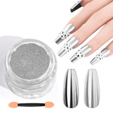 Saviland Chrome Nail Powder Set - Pink Laser Chrome Nail Powder Mirror Effect Laser Nail Art, Nail Glitter Manikyr Dekorativt pulver med svamppinnar, Nail Glitter Powder Nagelsalong