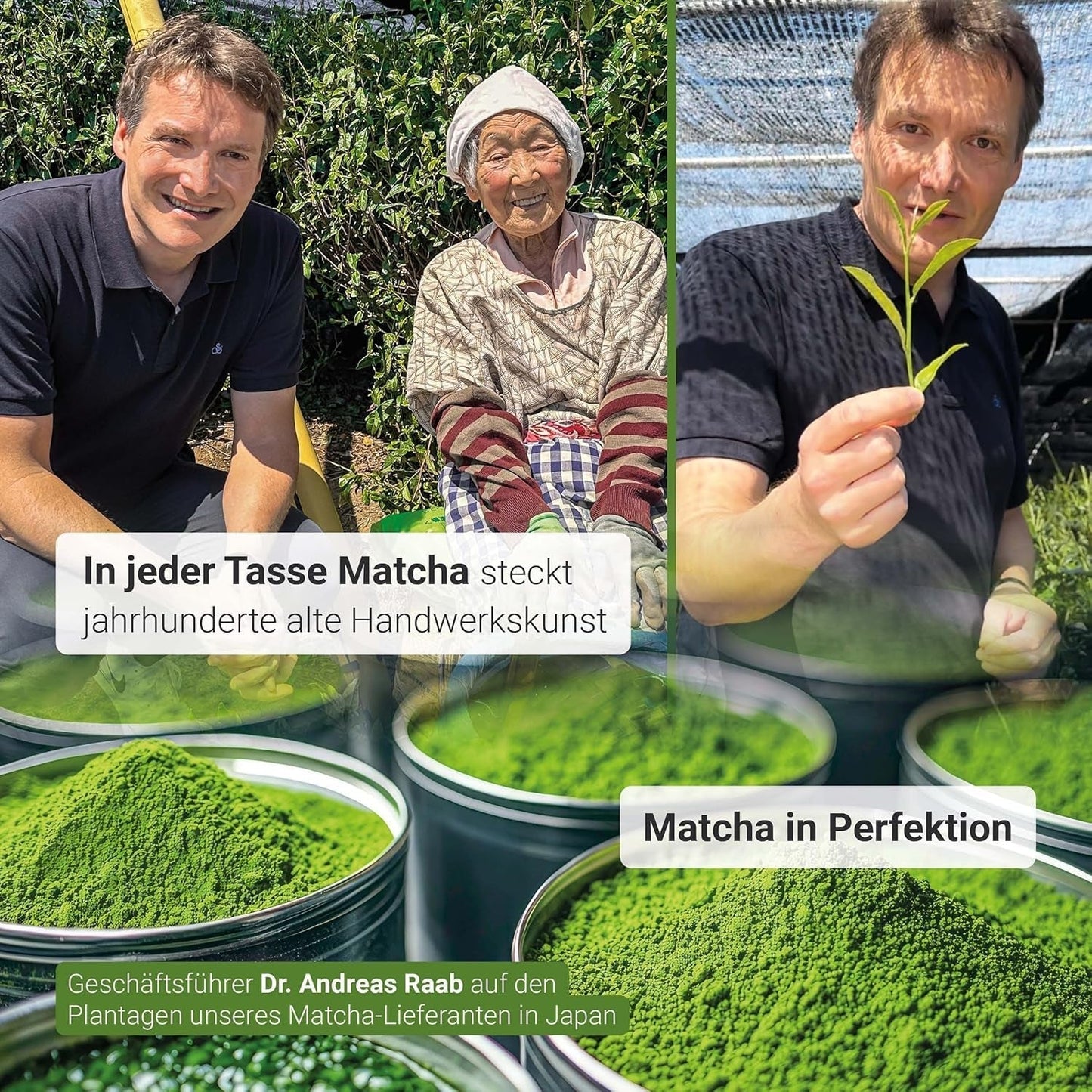 Raab Vitalfood® Premium Bio Matcha Powder (30g) - Original från Japan, rent matchapulver utan tillsatser, finmalet, mild-bitter smak, grönt tepulver, vegan, teceremoni