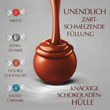 Lindt Choklad | Diverse väska LINDOR silver | 1 kg påse | 80 smält-i-munnen mjölkchokladbollar, 70 %, saltad kola och dubbelchokladsmaker | Gåva av choklad att dela