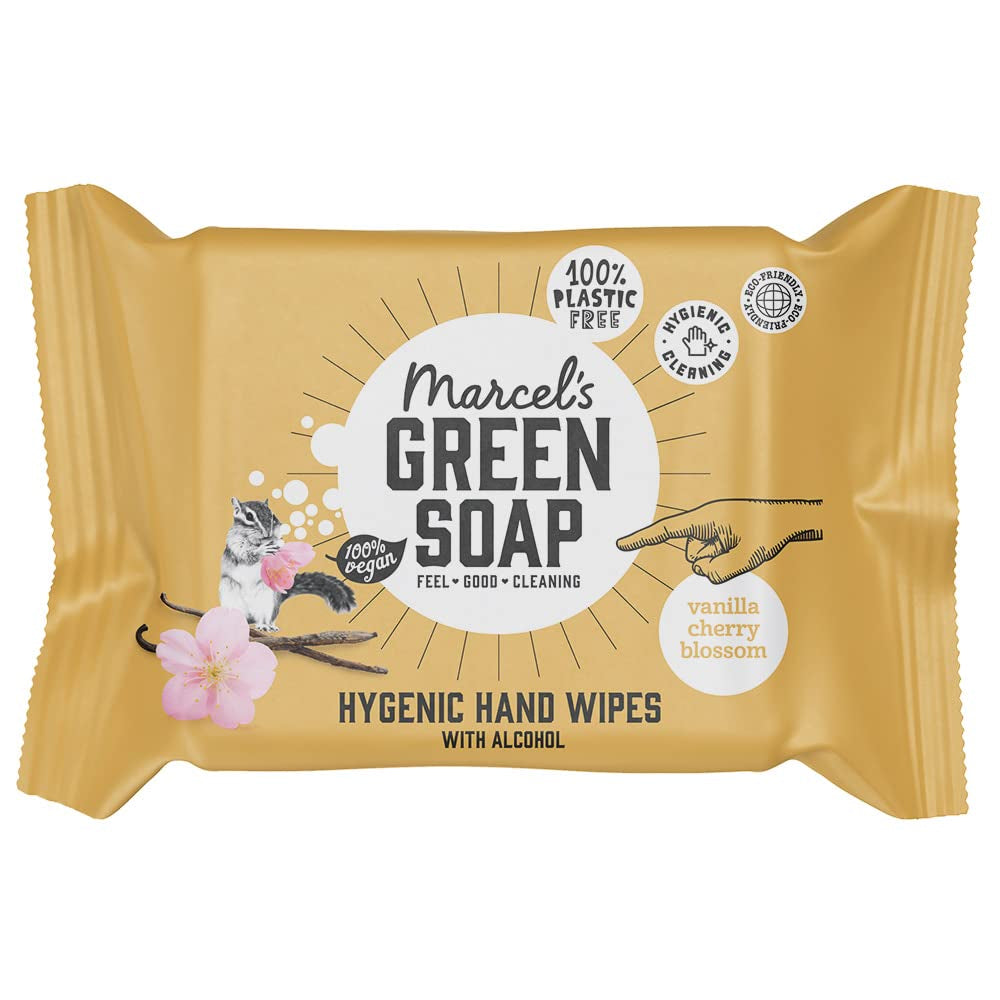 Marcel's Green Soap Hand Wet Wipes 60 Pack - Vanilj & Cherry Blossom - Växtbaserad - Ekologisk
